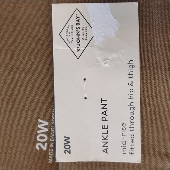 St. John's Bay Woman's Hillcrest Tan Ankle Pants, Size: 20W, NWT - Picture 4 of 10